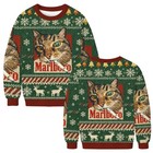 2025 Funny Smoking Cat Marlboro Ugly Christmas Sweater  Holiday Party Jumper