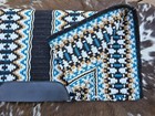 Western Wool Show Saddle Blanket - Custom-34x40 - Black-teal-cream carmel