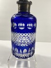 Vtg  Cobalt Blue Cut To Clear Crystal Decanter No Stopper 8 25   