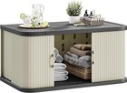 Medium Double-wall Resin Outdoor Storage Cabinet 73 Gallon Light Gray Waterproof