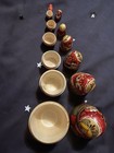 Vintage Russian Matryoshka Nesting Dolls 7 Pc Set Hand Painted Red Gold Floral