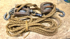 A  Large Vintage Set Of  Block And Tackle - Wooden Pulleys -