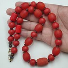 Stunning Antique Red African Glass Beaded Necklace