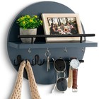 Navy Blue Key Holder Wall Mount With Shelf   Hooks  Mail Organizer For Home