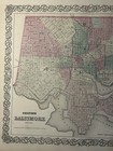 1870 Colton s Baltimore City Plan Hand Coloured Original Antique Map 17  X 14 