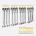 12pc 8-19mm Metric Flexible Head Ratcheting Wrench Combination Spanner Tool Set