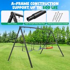 Hapfan 600lb Metal Swing Set Heavy Duty Kids Adult Backyard Playset With 3 Swing