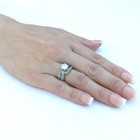 Womens 7x7mm Round Cut Cz Center Stainless Steel Tarnish Free Wedding Ring Set