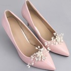 Pair Of Reusable White Crystal Shoe Buckle Clips With Pearl Rhinestone For Shoes