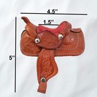 Vtg Genuine Leather Mini Horse Saddle Cowboy Cowgirl Miniature Small