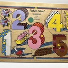Vintage 1970s Fisher Price Wooden Puzzle Numbers  2715 Toddler Peg 10 Pieces