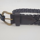 Womens Juniors White Stag Dark Brown Braided Bonded Leather Belt Size L