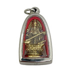 Saraswati Goddess Play Veena Brahma Shakti Brass Amulet Stainless Case Pendant