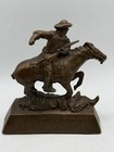 Vintage Winchester Statue Cast Iron Horse Rider Riding Figure  read Description