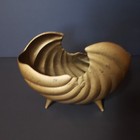 Vintage Nautilus Brass Seashell Vase Planter Trinket Dish Art Deco Gold 