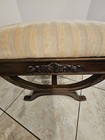 Italian Regency Style Carved Upholstered Walnut Stain Bench Vanity Stool