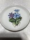 2 Unmarked Matching Butter Pats With Floral Images On White With Gold Rims