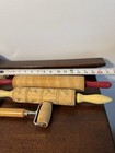 Wooden Rolling Pins Vtg Lot Of 3 Farmhouse Cottage Rustic One With Red Handles