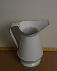 Vintage antique Enamel Ware Aluminum Pitcher White With Black Rim