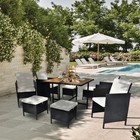 Outdoor Patio Rattan 9 Pcs Wicker Chair Sofa Table Set Garden Furniture Dining