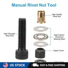 5x Manual Rivet Nut Tool Adapter Carbon Steel Flat Head Threaded Insert Nuts Set
