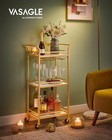 Vasagle Bar Cart Home Bar Serving Cart 3 Tiers Kitchen Shelf Wine Rack Glass