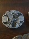 Vintage Belt Buckles Set Of 3 Mixed Lot   Eagles  Elephant   Pow Mia