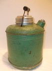 Vintage Green Water Cooler Metal 1 Gal Jug  Porcelain Lined W wood Handle Mcm
