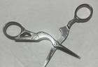 Vintage Silver Tone Stork Crane Petite Sewing Scissors Embroidery Made In Italy