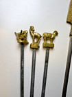 Vintage Brass   Stainless Kebab Skewers Greece   Turkey Ornate Animal Handles
