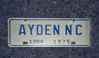 1975 Ayden North Carolina License Plate Town Topper Tag   1984
