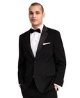 Nautica Mens Modern Fit 2 Piece Tuxedo Suit 44 R   38 Waist Black Solid Stretch