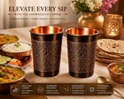 Pure Copper Water Glass Set Of 2 With Handmade Etching Design For Daily Use