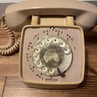 Vintage Beige Rotary Dial Telephone Gte Desk Phone   We Bell Systems Wall Mount