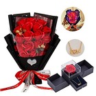  Roses Bouquet Artificial Flower - Preserved Red Rose Flowers With Bright Red