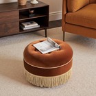Yolanda 24  Round Upholstered Accent Ottoman Burnt Orange Performance Velvet