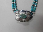Native American Navajo Sterling Silver Beaded Turquoise Necklace