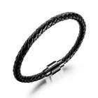 Men s Stainless Steel Leather Braided Bracelet Clasp Bangle Wristband Usa
