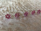 Bridal Hair Pins Pink Ab Flower Wedding Accessory Party Hairpins