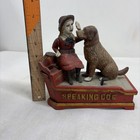 Vintage Style Cast Iron Mechanical Speaking Dog Money Bank Piggy Bank