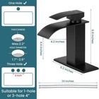 Black Widespread Bathroom Sink Faucet Basin 3 Hole Vanity Mixer Waterfall Tap
