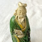 Antique Chinese Shiwan Mudman Scholar Figurine Holding Tablet - Hand Painted