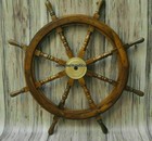 36  Big Wooden Ship Steering Wheel Handmade Antique Teak Brass Nautical Pirate