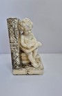 Vintage Cherub Reading Book Bookend Resin Plaster Statue Decorative Bookshelf 