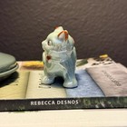 Vintage 1940s Made In Japan Lusterware Ceramic Cat Pin Cushion With Bow Tie