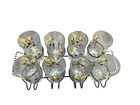 Vintage Mid Century 8 Pc  Bar Cocktail Glasses Set   Metal Carrier