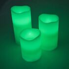 Set Of 3 Led Color Change Flameless Ivory Wax Candles Remote 4  5  6  Xmas Decor