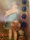 Set Of 4 vintage 3 8    Demi Hex Blue  Glass Opalescent Glass  Buttons  nos