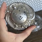 Silver Metal Lid Crystal Glass Powder Jar Vanity Dish Trinket Box Antique Vtg