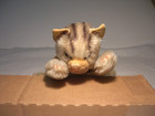 Vintage Antique Mohair German Steiff Floppy Sleeping Tabby Kitty Cat   